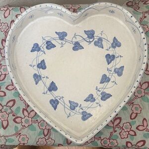 Triana Amnion, made in Spain, Heart-Shaped Ceramic Tray,Blue and White, Vintage